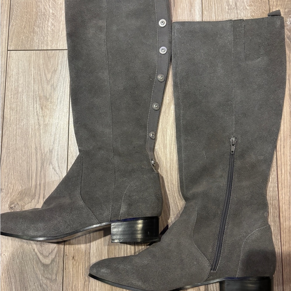 Nine West Charcoal Suede Heeled Boots